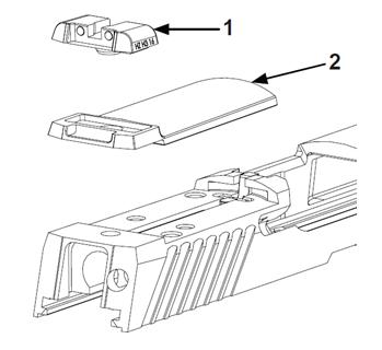 REAR SIGHT AND SCREW, LESS SIGHT PLATE FOR SIGP320M18