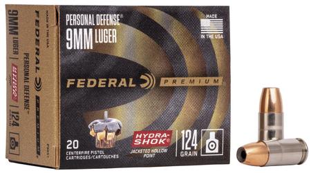 Federal 9mm 124gr JHP Hydra-Shok Box of 20