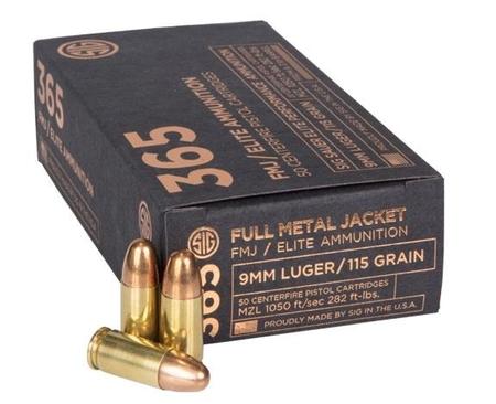 9mm, 115gr, Elite Ball  365, FMJ, BOX of 50