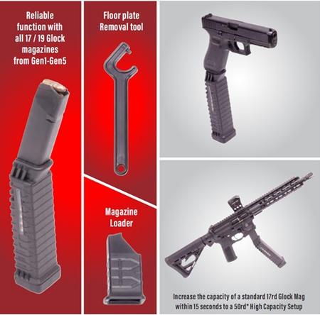 S50 MLE 9MM GLOCK 17/19 MAGAZINE ADAPTER FOR 50rds