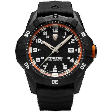 CARBON COMPOSITE DIVE 1000 SERIES, Dial-BLK w/ Orange, Strap-Rubber: Charcoal