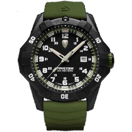 CARBON COMPOSITE DIVE 1000 SERIES, Dial-BLK w/ Green, Strap-Rubber: Green