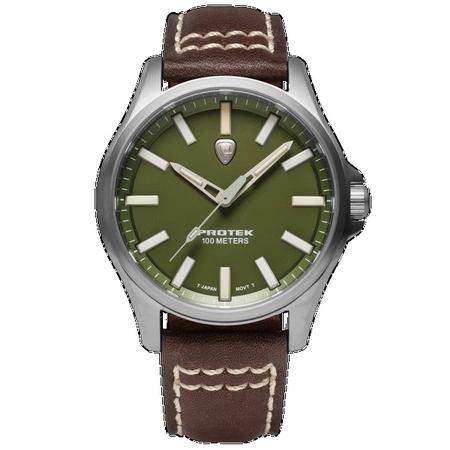 TITANIUM FIELD 3000 SERIES, Dial-Green, Strap-Leather: Dark Brown