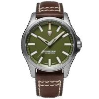 TITANIUM FIELD 3000 SERIES, Dial-Green, Strap-Leather: Dark Brown