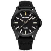 TITANIUM FIELD USMC 3100 SERIES Ip Gun, Dial-BLK, Strap-Leather: BLK