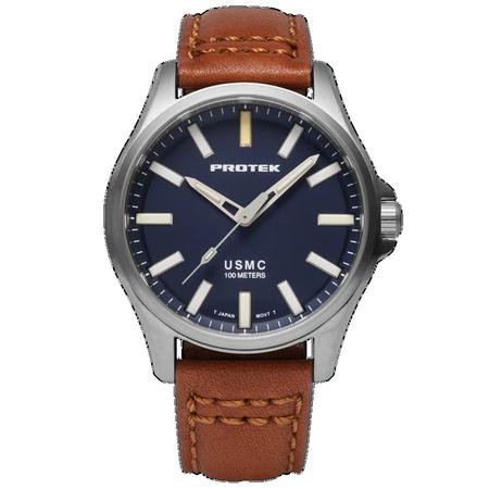 TITANIUM FIELD USMC 3100 SERIES, Dial-Dark Blue, Strap-Leather: Dark Tan