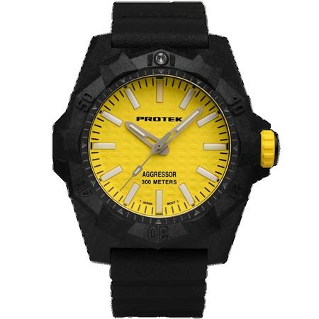 AGGRESSOR CARBON 4000 SERIES *QTZ, Dial-Yellow, Strap-Rubber: Charcoal