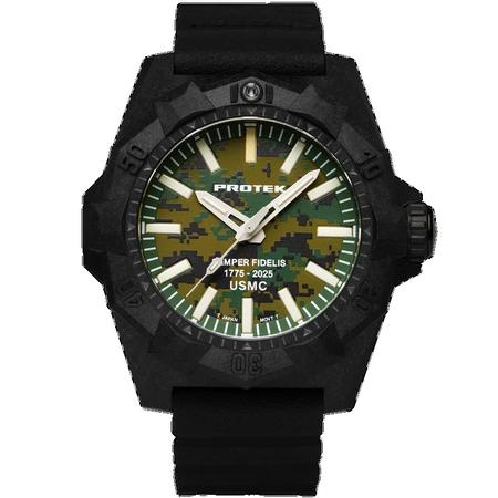 AGGRESSOR CARBON 4100 SERIES USMC 250TH *QTZ, Dial-GRN Camo, Strap-Rubber: Charcoal